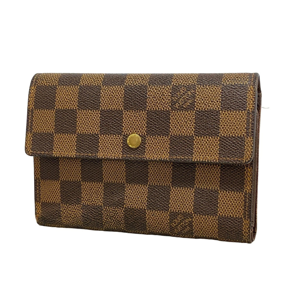 Louis Vuitton Tri fold Wallet Damier Portefeuille Tresor Etui Papier Ebene Brown